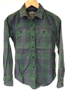REI Cooperative Shirt Mens Size XS Green Gray Checker Plaid Flannel Button Up